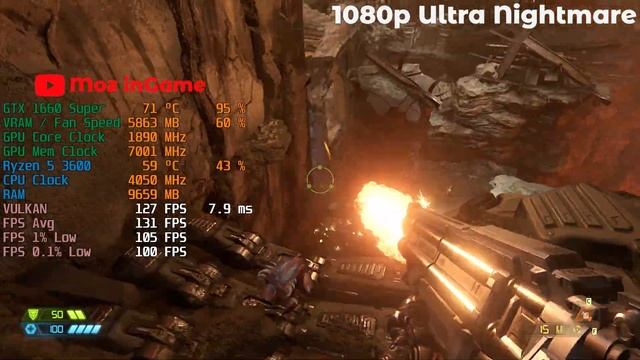 DOOM Eternal on GTX 1660 SUPER  RYZEN 5 3600  1080P Low  Ultra Nightmare