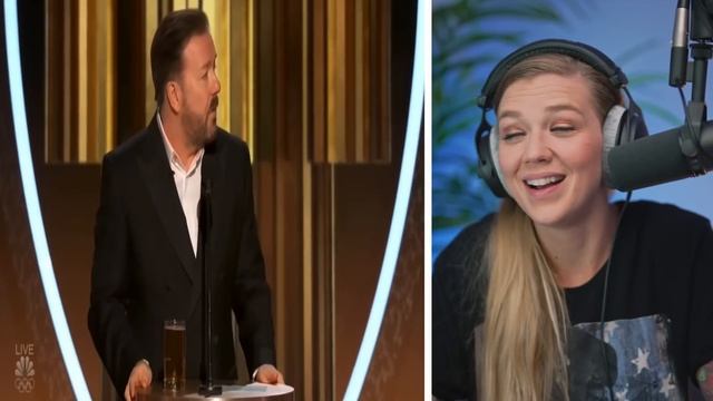 AMERICAN REACTS TO RICKY GERVAIS GOLDEN GLOBES | AMANDA RAE смотреть онлайн