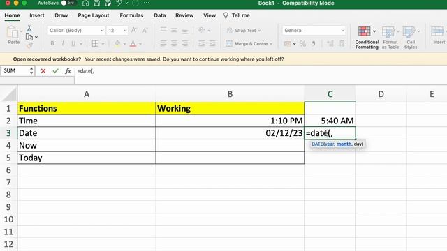 Working with Date and Time Functions in Excel: DATE, TIME, NOW, and TODAY смотреть онлайн