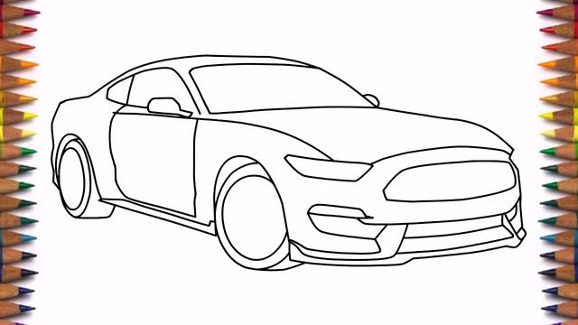 How to draw a car Ford Mustang Shelby GT350 2016 step by step easy for beginners смотреть онлайн