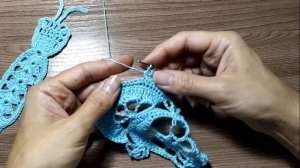 Вяжем бабочку крючком 1 часть тельце, правое крыло/ Knit a crochet butterfly 1 part