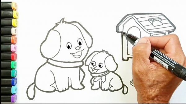 Cute Dog Painting! How to draw and color cool animals for kids