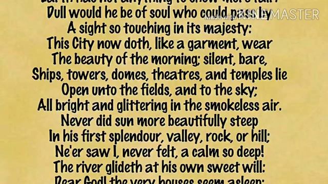 Class-11|Upon Westminster Bridge by William wordsworth|About the Poet|Source|Line by line discussio смотреть онлайн