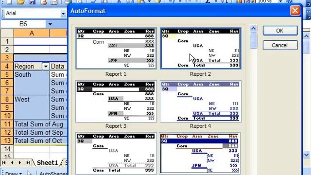 Excel 2003 Tutorial AutoFormatting PivotTables Microsoft Training Lesson 23.5 смотреть онлайн