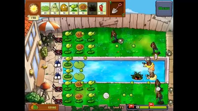 PvZ gameplay Level 3-6 on iPad смотреть онлайн