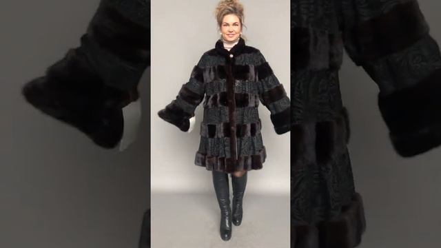 Манто натуральная замша отд. из меха норки р.52-54 /10304/ смотреть онлайн