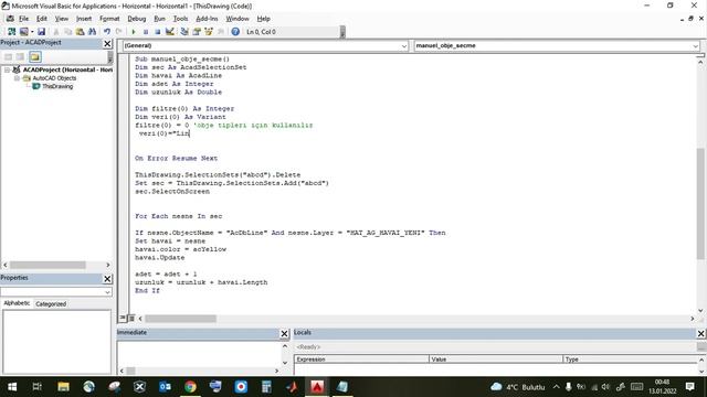 AUTOCAD sayfasındaki objeler VBA ile nasıl seçilir. Çizgi Uzunluk/metraj nasıl hesaplanır. смотреть онлайн