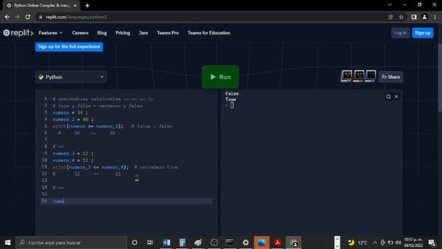 operadores relacionales en python [true y false] смотреть онлайн
