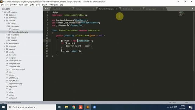 Chat en la aplicación de Yii2 utilizando WebSocket смотреть онлайн