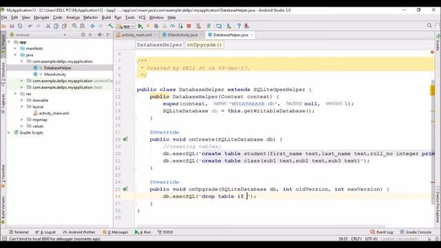 Creating table in Android Sqlite database смотреть онлайн