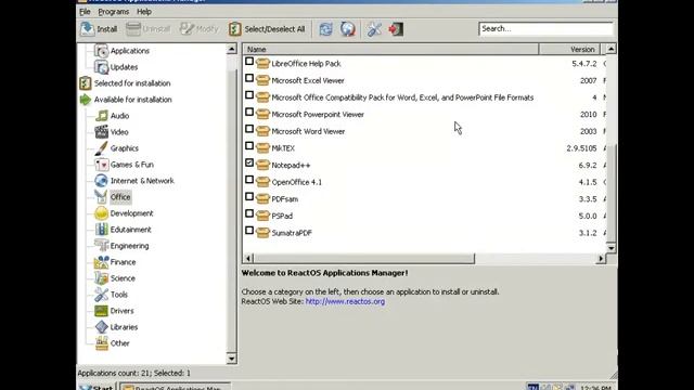 ReactOS Recent Notepad++ install and first run смотреть онлайн