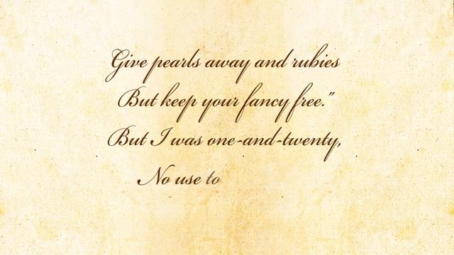 When I Was One-And-Twenty by A E Housman - Poetry Reading смотреть онлайн