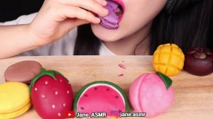 ASMR HOMEMADE RICE CAKES *STRAWBERRY, WATERMELON, PEACH, ORANGE, MANGO 직접 만든 과일 화과자 먹방 JANE ASMR 제인