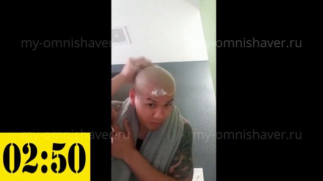 Быстрое бритье головы бритвой Омнишейвер (Omnishaver) за 3 минуты смотреть онлайн