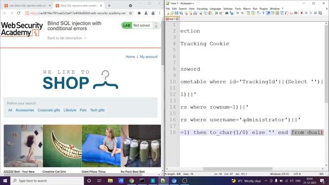 Lab 10 - Blind SQL Injection With Conditional Responses | Web Security Academy смотреть онлайн