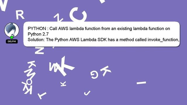 PYTHON : Call AWS lambda function from an existing lambda function on Python 2.7 смотреть онлайн