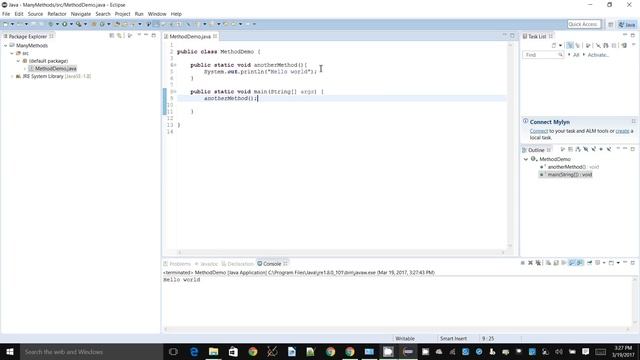 Java+Eclipse - Creating methods in addition to main() смотреть онлайн