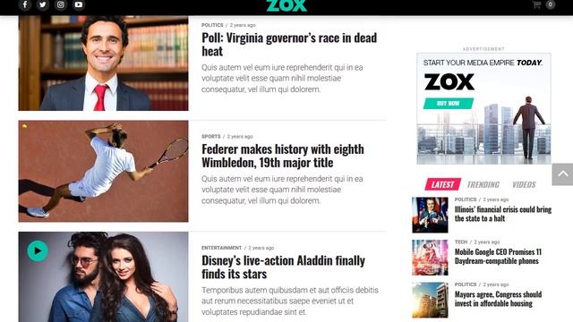 Zox News - Professional WordPress News and Magazine Theme смотреть онлайн