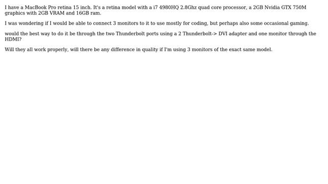 Apple: Running 3 External Monitors Off A Mid 2014 MacBook Pro