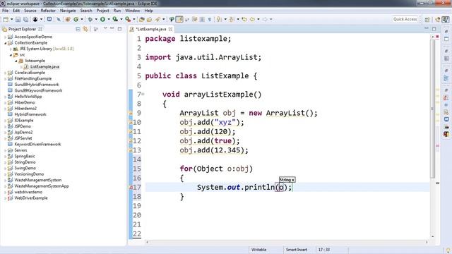 ArrayList Example in Java смотреть онлайн