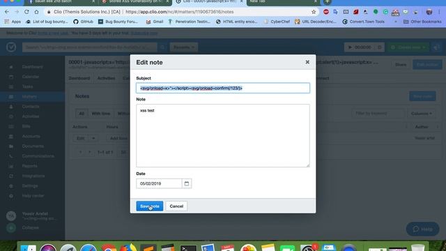 Stored XSS on Clio смотреть онлайн