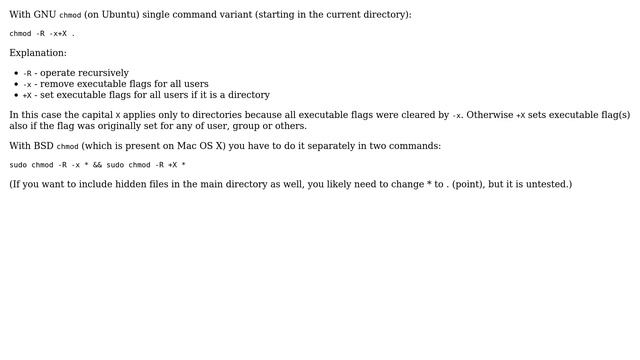 Unix & Linux: How to remove executable bit recursively from files (not directories)? смотреть онлайн