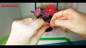 #Цветы из бисера ЦВЕТОЧНАЯ Корзина МК для новичков Ч. 1. АСТРЫ от Koshka2015 - цветы из бисера