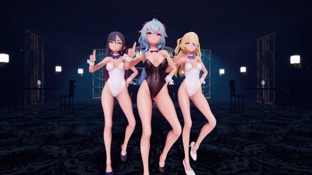 [MMD R15] Fischl, Mona, Ganyu - Bunny Style