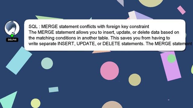 SQL : MERGE statement conflicts with foreign key constraint смотреть онлайн