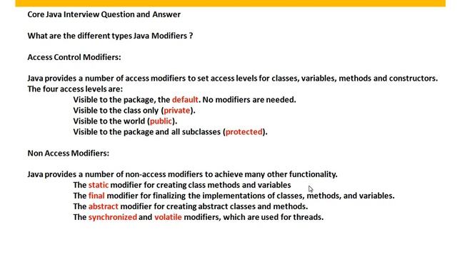 WHAT ARE DIFFERENT TYPES OF JAVA MODIFIERS смотреть онлайн