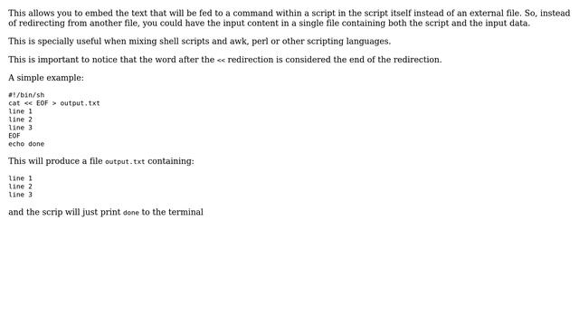 Unix & Linux: What is the use of '＜＜' redirection? (3 Solutions!!) смотреть онлайн