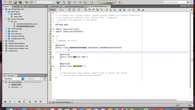 Creating Stateful Session Bean using Netbeans смотреть онлайн