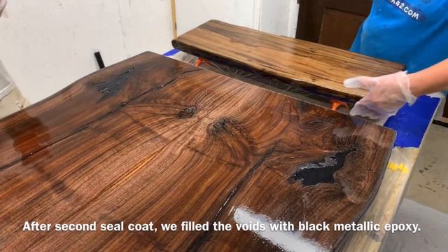 Stunning Black Walnut Dining Table with Epoxy top смотреть онлайн