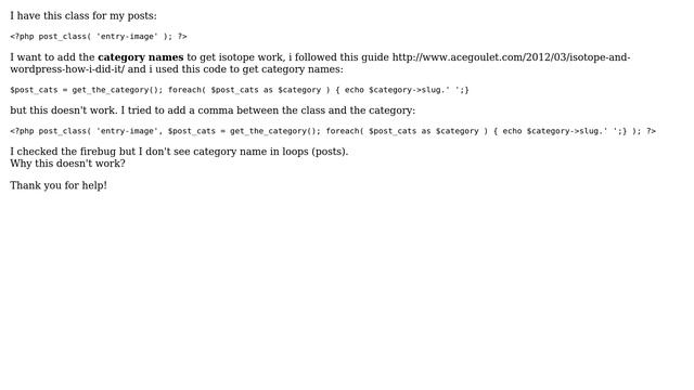 Wordpress: How to get category names in post_class? смотреть онлайн