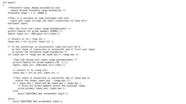 Print all prime numbers to ＜stdout＞ within the threshold boundaries with the range provided by user смотреть онлайн