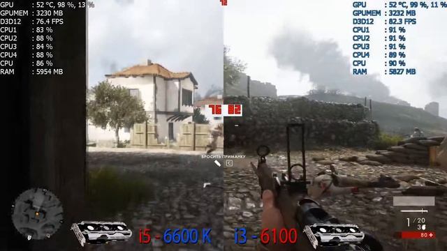 Inno3D iChill 1060 6gb i3-6100 vs i5-6600K в 5 играх (Battlefield 1) смотреть онлайн