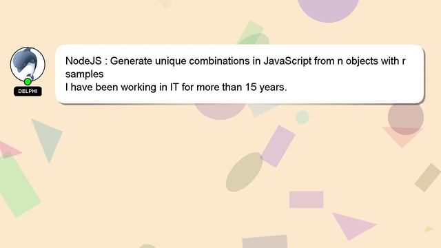 NodeJS : Generate unique combinations in JavaScript from n objects with r samples смотреть онлайн