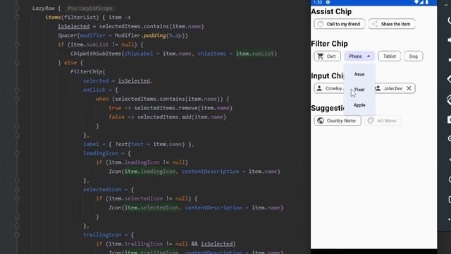 Chips: Filter, Input, Suggestion, Assist - Jetpack Compose смотреть онлайн