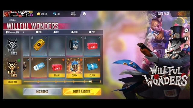 WILLFUL WONDERS | Elite Pass | Season 34 Elite Pass | Garena Free Fire | Fainal Mission Gaming