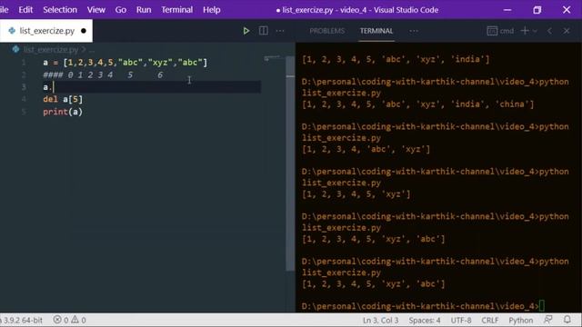 Python Lists | Access/Add/Remove/Copy/Join/Other Methods/Examples | Session 5 | Coding With Karthik смотреть онлайн