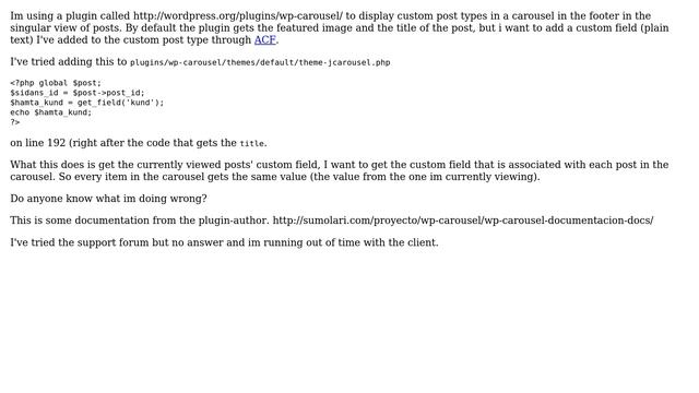 Wordpress: Get custom field from other post in carousel смотреть онлайн