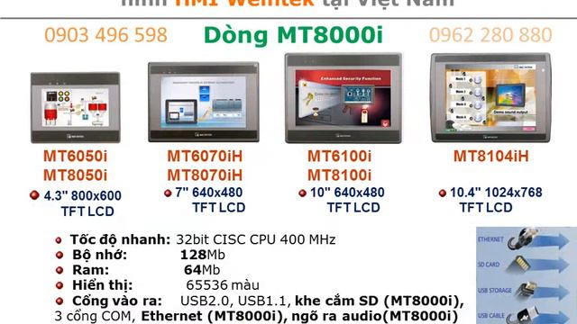 MT8050iE, MT8070iE, MT8100iE Màn hình cảm ứng HMI Weintek MT8050iE, MT8070iE, MT8100iE смотреть онлайн