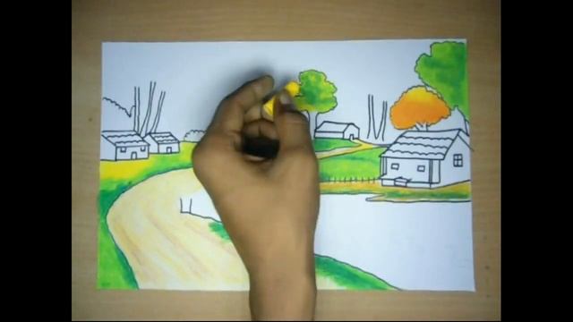 How To Draw Oil Pastel Sunset Drawing | Draw scenery with oil pastel смотреть онлайн