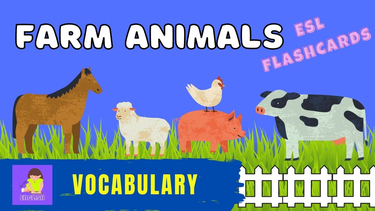 Farm Animals Vocabulary Flash Cards (English lessons for kids) смотреть онлайн