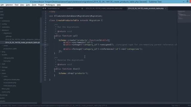 laravel 4 migration note schema foreign key column make unsigned смотреть онлайн