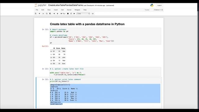 Create Latex table from pandas DataFrame in Python смотреть онлайн