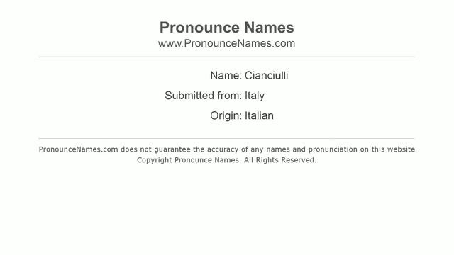 How to pronounce Cianciulli (Italian/Italy) - PronounceNames.com смотреть онлайн