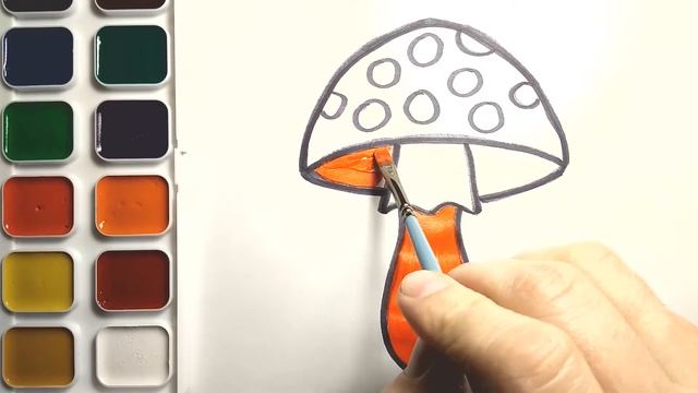 Раскраска для детей ГРИБ Мультик Раскраска Учим цвета смотреть онлайн