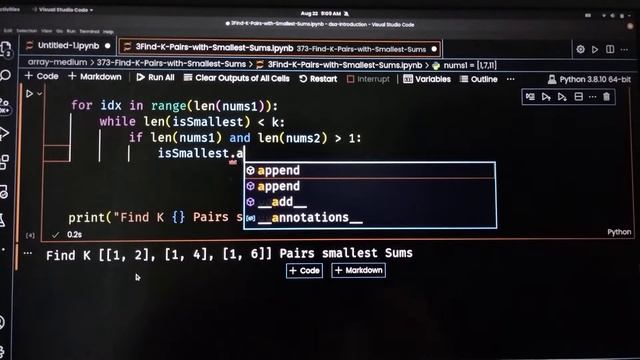 Desafio 1 FIND K PAIRS WITH SMALLEST SUMS. ????#python #challenge #algorithm #development #solution смотреть онлайн
