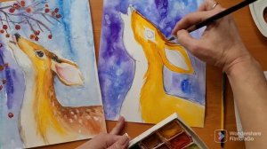 видеоурок по Изо для детей 2х классов начальной школы.  Акварельный пейзаж:" Олененок"